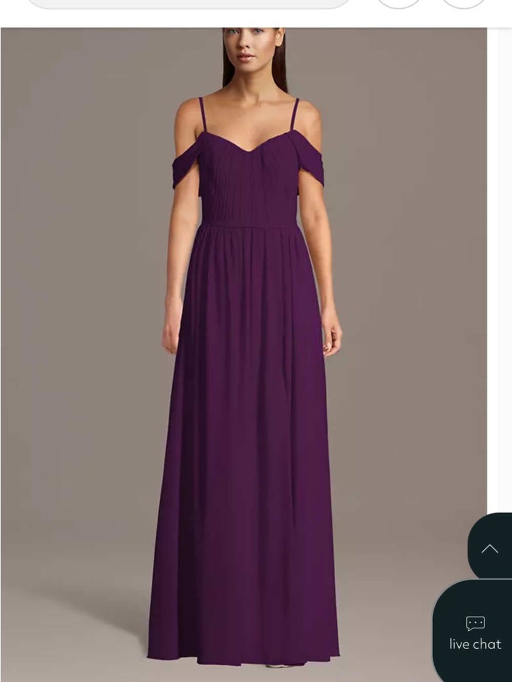 David's Bridal Plum Cold-Shoulder Spaghetti-Strap Maxi Dress